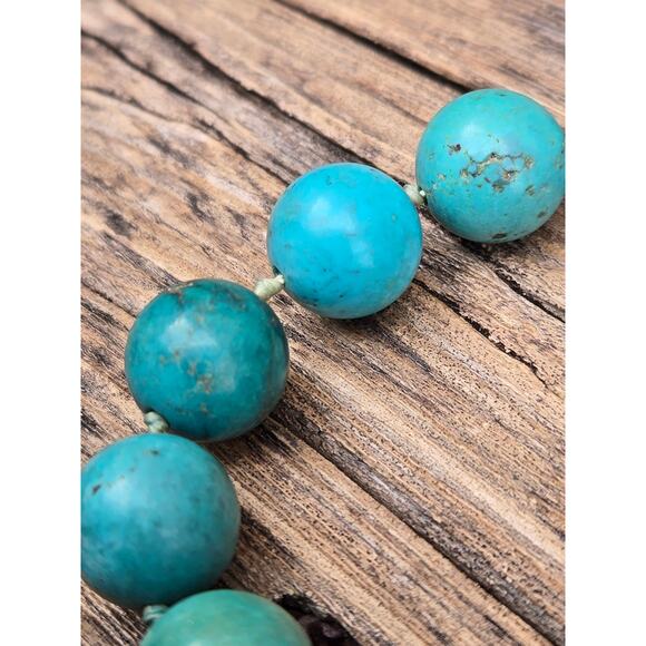 Vintage Mexico 925 Turquoise Beaded Bracelet with Sterling Silver Clasp, 8.5" - Picture 4 of 8